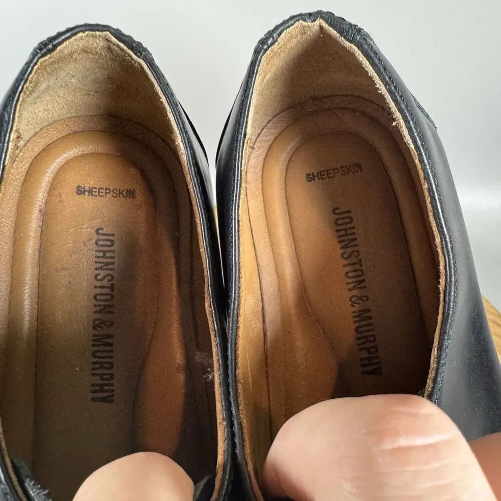 Johnston & Murphy Hartley Plain‎ Toe Black Shoes Mens Size 9M